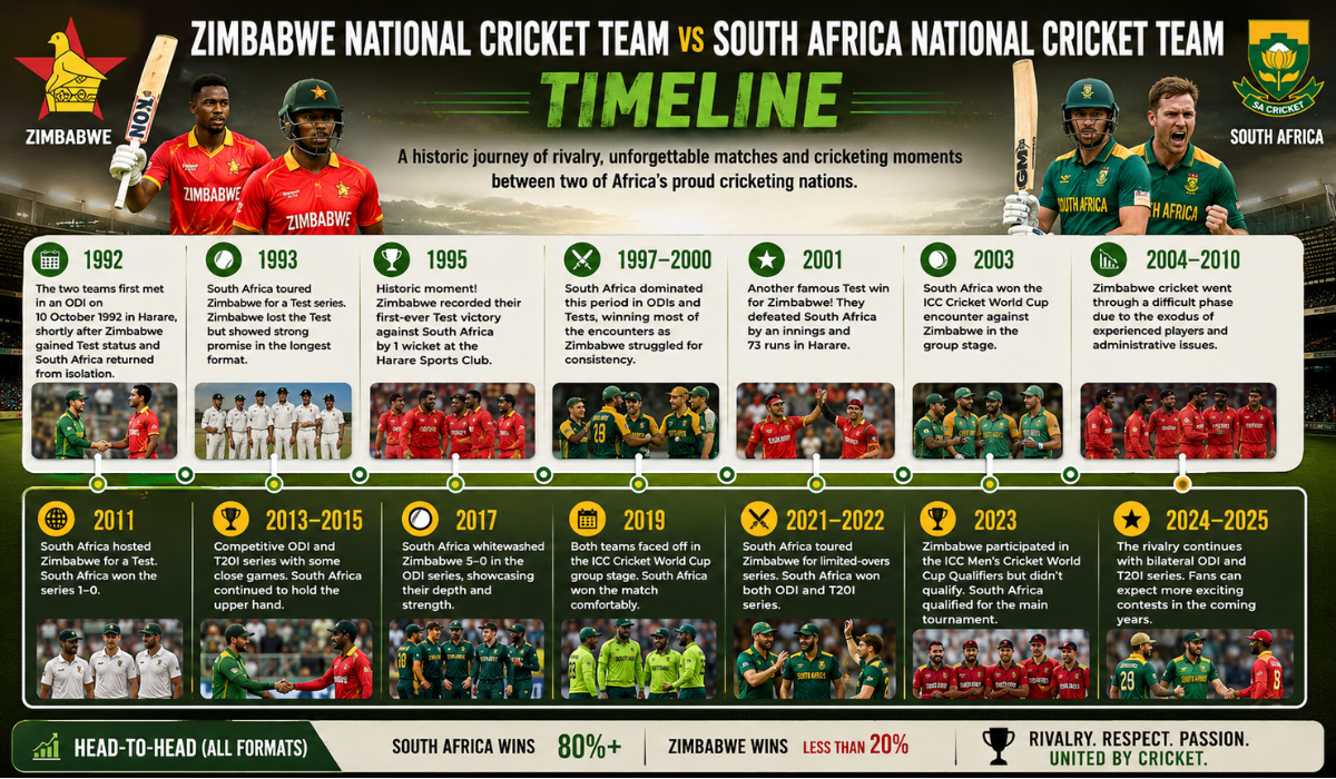 zimbabwe national cricket team vs south africa national cricket team timeline