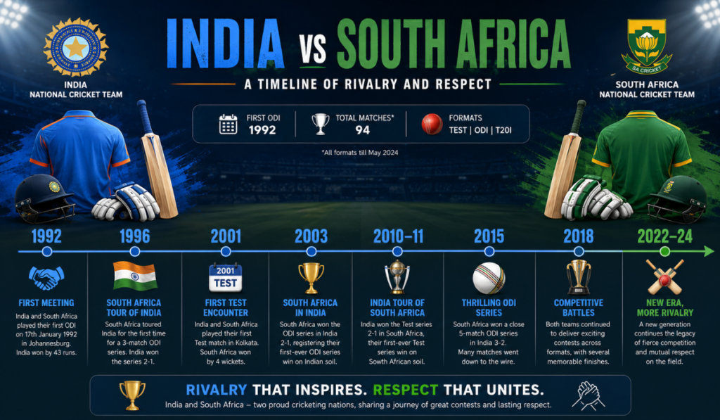 India National Cricket Team vs South Africa National Cricket Team Timeline