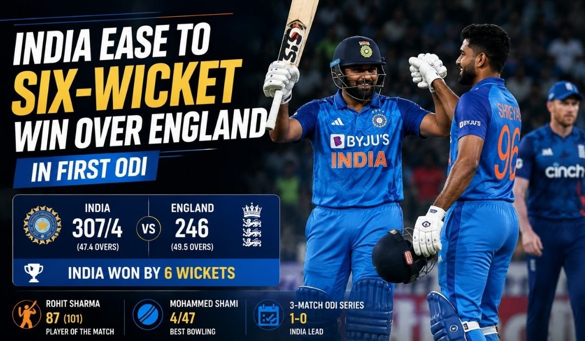 India ease to six-wicket win over England in first ODI
